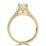 3 2/3 CTW Oval Lab Created Diamond  Cathedral Hidden Halo Solitaire with Accents Engagement Ring in 14K White Gold with Accented Bridge (MD260037)