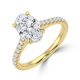 3 5/8 CTW Oval Lab Created Diamond  Cathedral Hidden Halo Solitaire with Accents Engagement Ring in 14K White Gold with Accented Bridge (MD260038)