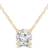 3/4 CT Round Lab Created Diamond  Solitaire Necklace in 14K Yellow Gold (MD260045)