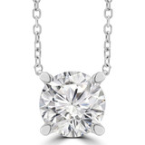 1 1/10 CT Round Lab Created Diamond  Solitaire Necklace in 14K White Gold (MD260047)