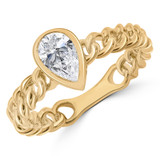 1/2 CT Pear Lab Created Diamond Bezel Set Chain Solitaire Engagement Ring in 14K Yellow Gold (MDR260007)