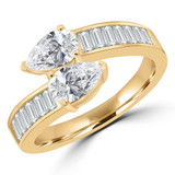 1 5/8 CTW Pear Lab Created Diamond Toi et Moi Bypass Cocktail Ring in 14K Yellow Gold (MDR260009)