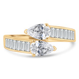 1 5/8 CTW Pear Lab Created Diamond Toi et Moi Bypass Cocktail Ring in 14K Yellow Gold (MDR260009)