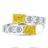 3 1/5 CTW Radiant Yellow Lab Created Diamond Toi et Moi Bypass Cocktail Ring in 14K White Gold (MDR260010)
