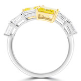 3 1/5 CTW Radiant Yellow Lab Created Diamond Toi et Moi Bypass Cocktail Ring in 14K White Gold (MDR260010)