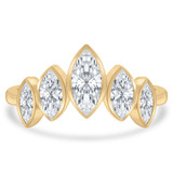 1 1/5 CTW Marquise Lab Created Diamond Bezel Set Cocktail Five-Stone Engagement Ring in 14K Yellow Gold (MDR260011)