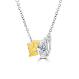 1 5/8 CTW Lab Created Diamond Yellow Cushion and White Pear Toi et Moi Necklace in 14K White Gold (MDR260022)