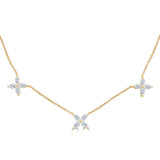 1 1/10 CTW Marquise Lab Created Diamond Floral Station Necklace in 14K Yellow Gold (MDR260025)