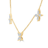 1 1/10 CTW Marquise Lab Created Diamond Floral Station Necklace in 14K Yellow Gold (MDR260025)