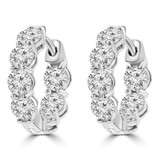 3 1/5 CTW Round Lab Created Diamond Inside Outside Huggie Hoop Earrings in 14K White Gold (MDR260030)