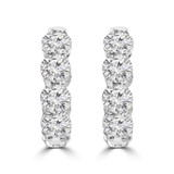 3 1/5 CTW Round Lab Created Diamond Inside Outside Huggie Hoop Earrings in 14K White Gold (MDR260030)