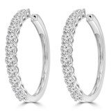 3 1/4 CTW Round Lab Created Diamond Hoop Earrings in 14K White Gold (MDR260031)