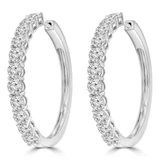 3 1/4 CTW Round Lab Created Diamond Hoop Earrings in 14K White Gold (MDR260031)