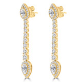 3 3/4 CTW Lab Created Diamond Halo Pear & Round Drop/Dangle Earrings in 14K Yellow Gold (MDR260032)