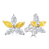 1 1/2 CTW Marquise Lab Created Diamond with Yellow Marquise Accents Floral Stud Earrings in 14K Two-Tone Gold (MDR260034)