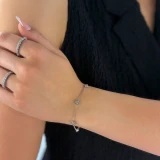 3/4 CTW Round Lab Created Diamond Diamonds by the Yard Chain Bracelet in 14K White Gold (MDR260036)