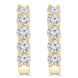 1 1/3 CTW Round Lab Created Diamond Inside Outside Hoop Huggie Earrings in 14K Yellow Gold (MDR260038)