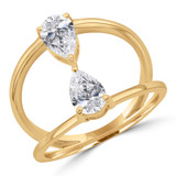 1 1/20 CTW Pear Lab Created Diamond Open Split Shank Inward Set Toi et Moi Ring in 14K Yellow Gold (MDR260039)