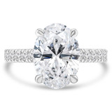4 1/3 CTW Oval Lab Created Diamond  Hidden Halo Solitaire with Accents Engagement Ring in 14K White Gold (MD260019)