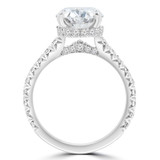 4 1/3 CTW Oval Lab Created Diamond  Hidden Halo Solitaire with Accents Engagement Ring in 14K White Gold (MD260019)