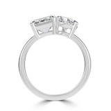 Emerald Lab Created Diamond Toi et Moi Engagement Ring in White Gold (MVSX1026-W)