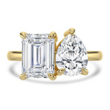 Emerald Lab Created Diamond Toi et Moi Engagement Ring in Yellow Gold (MVSX1026-Y)