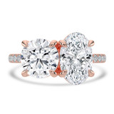 Round Lab Created Diamond with Accents Toi et Moi Engagement Ring in Rose Gold (MVSX1028-R)