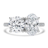 Round Lab Created Diamond with Accents Toi et Moi Engagement Ring in White Gold (MVSX1028-W)