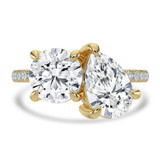 Round Lab Created Diamond with Accents Toi et Moi Engagement Ring in Yellow Gold (MVSX1029-Y)