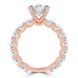 Oval Lab Created Diamond Shared U-Shape Prong Solitaire with Accents Engagement Ring in Rose Gold (MVSLG1661-R)