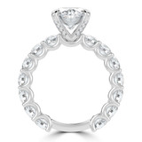 Oval Lab Created Diamond Shared U-Shape Prong Solitaire with Accents Engagement Ring in White Gold (MVSLG1661-W)