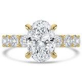 Oval Lab Created Diamond Shared U-Shape Prong Solitaire with Accents Engagement Ring in Yellow Gold (MVSLG1661-Y)