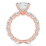 Princess Lab Created Diamond Shared U-Shape Prong Solitaire with Accents Engagement Ring in Rose Gold (MVSLG1662-R)