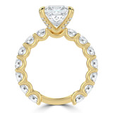 Princess Lab Created Diamond Shared U-Shape Prong Solitaire with Accents Engagement Ring in Yellow Gold (MVSLG1662-Y)