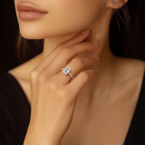Emerald Lab Created Diamond Cathedral Tapered Pave Solitaire with Accents Engagement Ring in Rose Gold (MVSLG1618-R)
