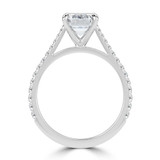 Emerald Lab Created Diamond Cathedral Tapered Pave Solitaire with Accents Engagement Ring in White Gold (MVSLG1618-W)