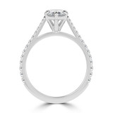 Marquise Lab Created Diamond Cathedral Tapered Pave Solitaire with Accents Engagement Ring in White Gold (MVSLG1619-W)