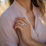 Marquise Lab Created Diamond Cathedral Tapered Pave Solitaire with Accents Engagement Ring in White Gold (MVSLG1619-W)