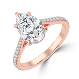 Pear Lab Created Diamond Cathedral Tapered Pave Solitaire with Accents Engagement Ring in Rose Gold (MVSLG1621-R)