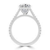 Pear Lab Created Diamond Cathedral Tapered Pave Solitaire with Accents Engagement Ring in White Gold (MVSLG1621-W)