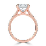 Princess Lab Created Diamond Cathedral Tapered Pave Solitaire with Accents Engagement Ring in Rose Gold (MVSLG1622-R)