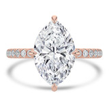 Marquise Lab Created Diamond Hidden Halo Compass Set Solitaire with Accents Engagement Ring in Rose Gold (MVSLG1627-R)