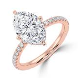 Marquise Lab Created Diamond Hidden Halo Compass Set Solitaire with Accents Engagement Ring in Rose Gold (MVSLG1627-R)