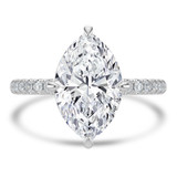Marquise Lab Created Diamond Hidden Halo Compass Set Solitaire with Accents Engagement Ring in White Gold (MVSLG1627-W)