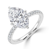 Marquise Lab Created Diamond Hidden Halo Compass Set Solitaire with Accents Engagement Ring in White Gold (MVSLG1627-W)