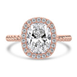 Cushion Lab Created Diamond Cushion Halo with Twisted Band Halo Engagement Ring in Rose Gold (MVSLG1641-R)