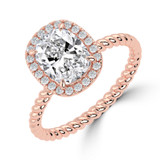 Cushion Lab Created Diamond Cushion Halo with Twisted Band Halo Engagement Ring in Rose Gold (MVSLG1641-R)