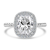 Cushion Lab Created Diamond Cushion Halo with Twisted Band Halo Engagement Ring in White Gold (MVSLG1641-W)