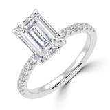Emerald Lab Created Diamond Solitaire with Accents Engagement Ring in White Gold (MVSLG1647-W)