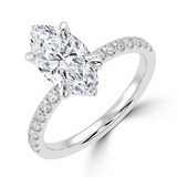 Marquise Lab Created Diamond Solitaire with Accents Engagement Ring in White Gold (MVSLG1648-W)